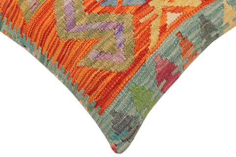 handmade Traditional Pillow Rust Blue Hand-Woven SQUARE 100% WOOL Hand woven turkish pillow2 x 2