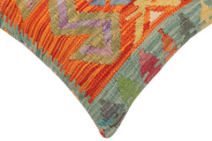 handmade Traditional Pillow Rust Blue Hand-Woven SQUARE 100% WOOL Hand woven turkish pillow2' x 2'