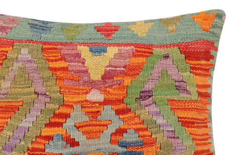 handmade Traditional Pillow Rust Blue Hand-Woven SQUARE 100% WOOL Hand woven turkish pillow2 x 2