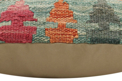 handmade Traditional Pillow Rust Blue Hand-Woven SQUARE 100% WOOL Hand woven turkish pillow2 x 2