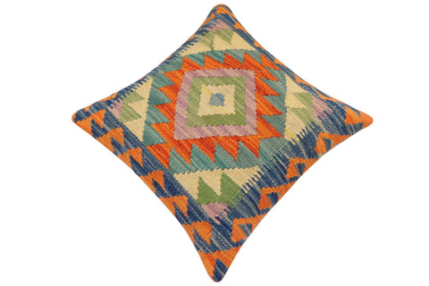 handmade Traditional Pillow Rust Blue Hand-Woven SQUARE 100% WOOL Hand woven turkish pillow2 x 2