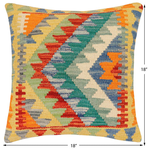 handmade Traditional Pillow Rust Blue Hand-Woven SQUARE 100% WOOL Hand woven turkish pillow2 x 2