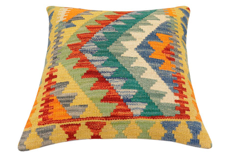 handmade Traditional Pillow Rust Blue Hand-Woven SQUARE 100% WOOL Hand woven turkish pillow2 x 2