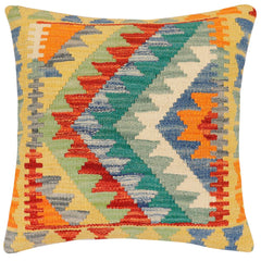 handmade Traditional Pillow Rust Blue Hand-Woven SQUARE 100% WOOL Hand woven turkish pillow2' x 2'