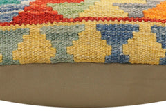 handmade Traditional Pillow Rust Blue Hand-Woven SQUARE 100% WOOL Hand woven turkish pillow2' x 2'