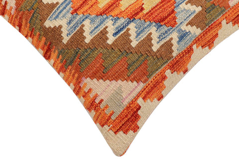 handmade Traditional Pillow Rust Blue Hand-Woven SQUARE 100% WOOL Hand woven turkish pillow2 x 2
