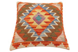handmade Traditional Pillow Rust Blue Hand-Woven SQUARE 100% WOOL Hand woven turkish pillow2' x 2'