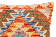 handmade Traditional Pillow Rust Blue Hand-Woven SQUARE 100% WOOL Hand woven turkish pillow2' x 2'