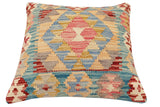 handmade Traditional Pillow Blue Red Hand-Woven SQUARE 100% WOOL  Hand woven turkish pillow  2 x 2