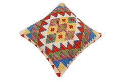 handmade Traditional Pillow Rust Blue Hand-Woven SQUARE 100% WOOL Hand woven turkish pillow2' x 2'