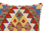handmade Traditional Pillow Rust Blue Hand-Woven SQUARE 100% WOOL Hand woven turkish pillow2' x 2'