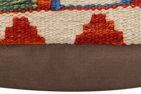 handmade Traditional Pillow Rust Blue Hand-Woven SQUARE 100% WOOL Hand woven turkish pillow2 x 2
