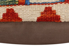 handmade Traditional Pillow Rust Blue Hand-Woven SQUARE 100% WOOL Hand woven turkish pillow2' x 2'
