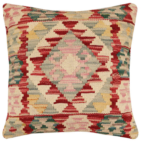 handmade Traditional Pillow Red Beige Hand-Woven SQUARE 100% WOOL Hand woven turkish pillow2 x 2