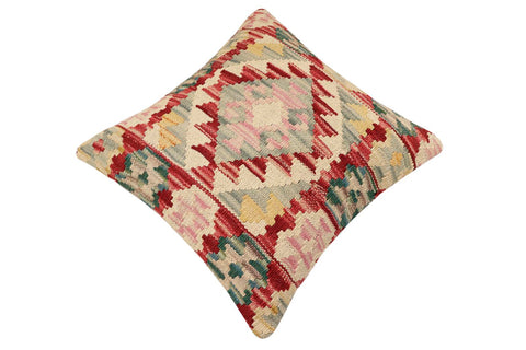 handmade Traditional Pillow Red Beige Hand-Woven SQUARE 100% WOOL Hand woven turkish pillow2 x 2