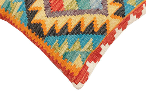 handmade Traditional Pillow Rust Blue Hand-Woven SQUARE 100% WOOL Hand woven turkish pillow2 x 2