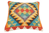 handmade Traditional Pillow Rust Blue Hand-Woven SQUARE 100% WOOL Hand woven turkish pillow2' x 2'