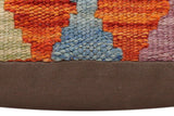 handmade Traditional Pillow Rust Blue Hand-Woven SQUARE 100% WOOL Hand woven turkish pillow2' x 2'