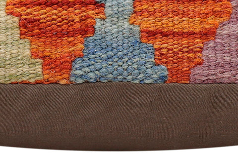 handmade Traditional Pillow Rust Blue Hand-Woven SQUARE 100% WOOL Hand woven turkish pillow2 x 2