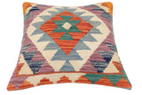 handmade Traditional Pillow Rust Blue Hand-Woven SQUARE 100% WOOL Hand woven turkish pillow2' x 2'