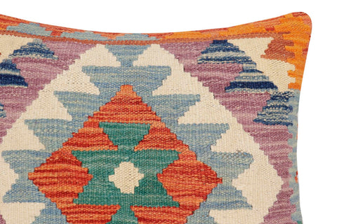handmade Traditional Pillow Rust Blue Hand-Woven SQUARE 100% WOOL Hand woven turkish pillow2 x 2