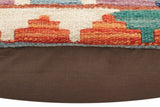 handmade Traditional Pillow Rust Blue Hand-Woven SQUARE 100% WOOL Hand woven turkish pillow2' x 2'