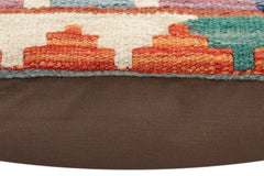handmade Traditional Pillow Rust Blue Hand-Woven SQUARE 100% WOOL Hand woven turkish pillow2' x 2'