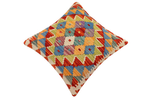 handmade Traditional Pillow Rust Blue Hand-Woven SQUARE 100% WOOL Hand woven turkish pillow2 x 2