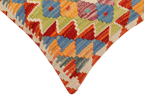 handmade Traditional Pillow Rust Blue Hand-Woven SQUARE 100% WOOL Hand woven turkish pillow2 x 2
