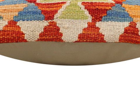 handmade Traditional Pillow Rust Blue Hand-Woven SQUARE 100% WOOL Hand woven turkish pillow2 x 2