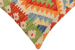 handmade Traditional Pillow Rust Blue Hand-Woven SQUARE 100% WOOL Hand woven turkish pillow2' x 2'