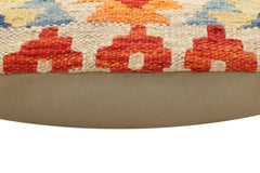 handmade Traditional Pillow Rust Blue Hand-Woven SQUARE 100% WOOL Hand woven turkish pillow2' x 2'