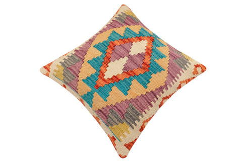 handmade Traditional Pillow Rust Blue Hand-Woven SQUARE 100% WOOL Hand woven turkish pillow2 x 2