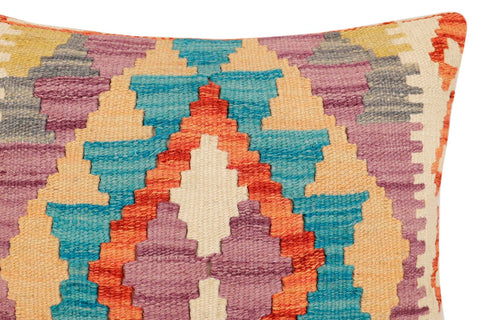 handmade Traditional Pillow Rust Blue Hand-Woven SQUARE 100% WOOL Hand woven turkish pillow2 x 2