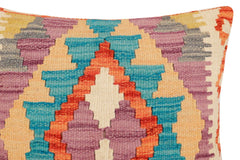 handmade Traditional Pillow Rust Blue Hand-Woven SQUARE 100% WOOL Hand woven turkish pillow2' x 2'