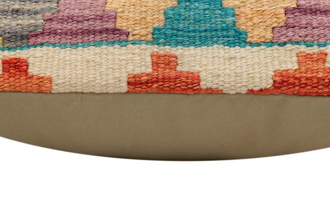 handmade Traditional Pillow Rust Blue Hand-Woven SQUARE 100% WOOL Hand woven turkish pillow2 x 2