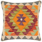 handmade Traditional Pillow Rust Gray Hand-Woven SQUARE 100% WOOL  Hand woven turkish pillow  2 x 2