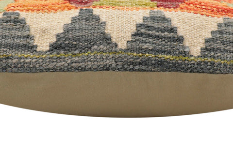 handmade Traditional Pillow Rust Gray Hand-Woven SQUARE 100% WOOL  Hand woven turkish pillow  2 x 2