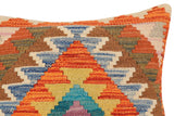 handmade Traditional Pillow Rust Blue Hand-Woven SQUARE 100% WOOL Hand woven turkish pillow2' x 2'