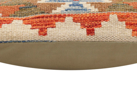 handmade Traditional Pillow Rust Blue Hand-Woven SQUARE 100% WOOL Hand woven turkish pillow2 x 2