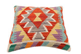 handmade Traditional Pillow Rust Blue Hand-Woven SQUARE 100% WOOL  Hand woven turkish pillow  2 x 2