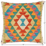 handmade Traditional Pillow Rust Blue Hand-Woven SQUARE 100% WOOL  Hand woven turkish pillow  2 x 2