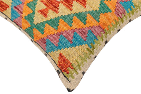 handmade Traditional Pillow Rust Blue Hand-Woven SQUARE 100% WOOL  Hand woven turkish pillow  2 x 2