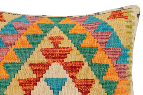 handmade Traditional Pillow Rust Blue Hand-Woven SQUARE 100% WOOL  Hand woven turkish pillow  2 x 2