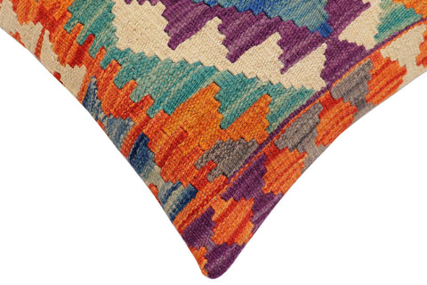 handmade Traditional Pillow Rust Blue Hand-Woven SQUARE 100% WOOL Hand woven turkish pillow2 x 2