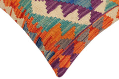 handmade Traditional Pillow Rust Blue Hand-Woven SQUARE 100% WOOL Hand woven turkish pillow2' x 2'