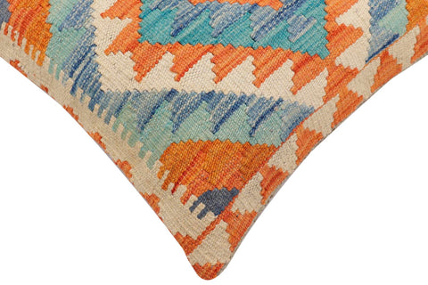 handmade Traditional Pillow Rust Blue Hand-Woven SQUARE 100% WOOL Hand woven turkish pillow2 x 2
