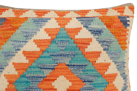 handmade Traditional Pillow Rust Blue Hand-Woven SQUARE 100% WOOL Hand woven turkish pillow2 x 2