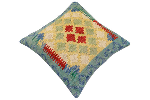handmade Traditional Pillow Blue Red Hand-Woven SQUARE 100% WOOL Hand woven turkish pillow2 x 2