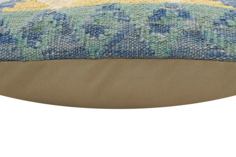 handmade Traditional Pillow Blue Red Hand-Woven SQUARE 100% WOOL Hand woven turkish pillow2 x 2